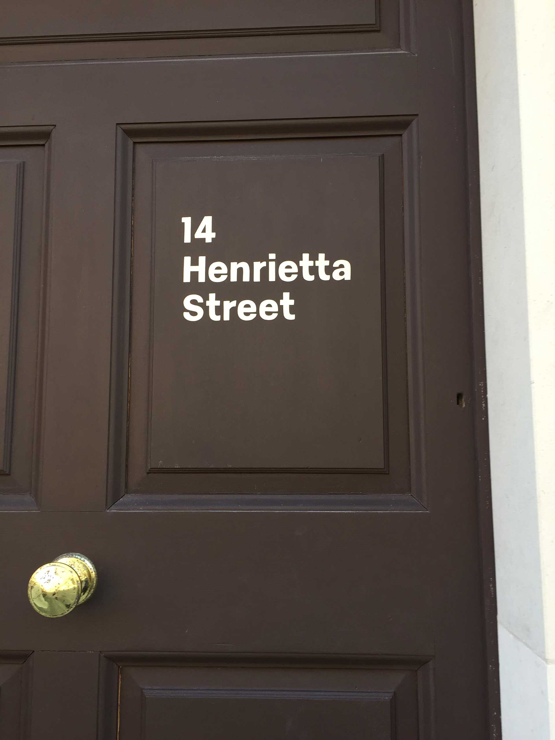 14 Henrietta Street Sign Painted Door Lettering