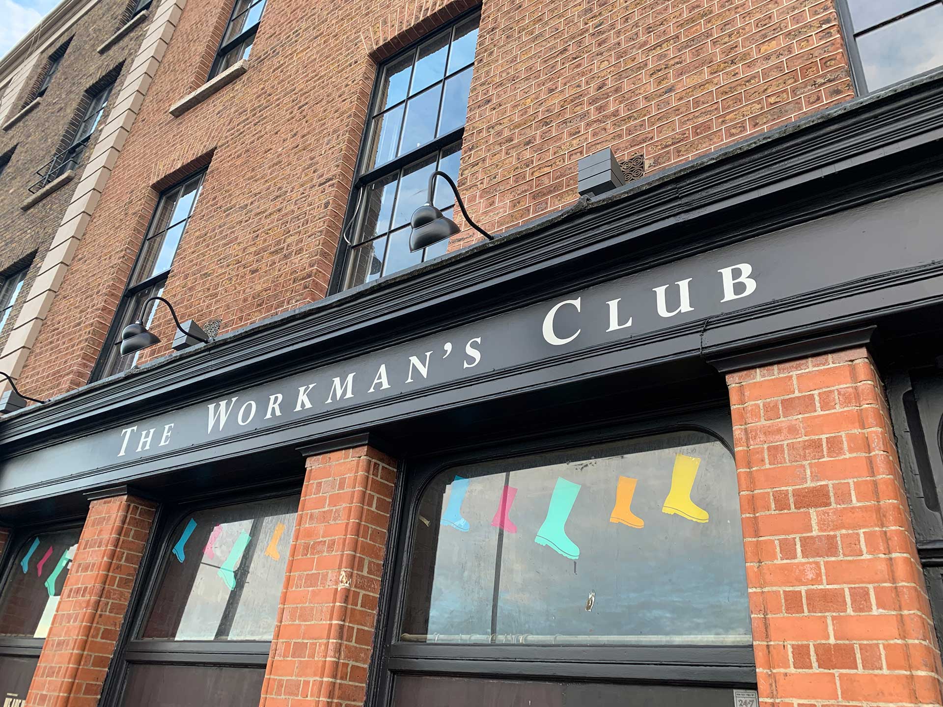 The Workmans Club Sign Painted Lettering